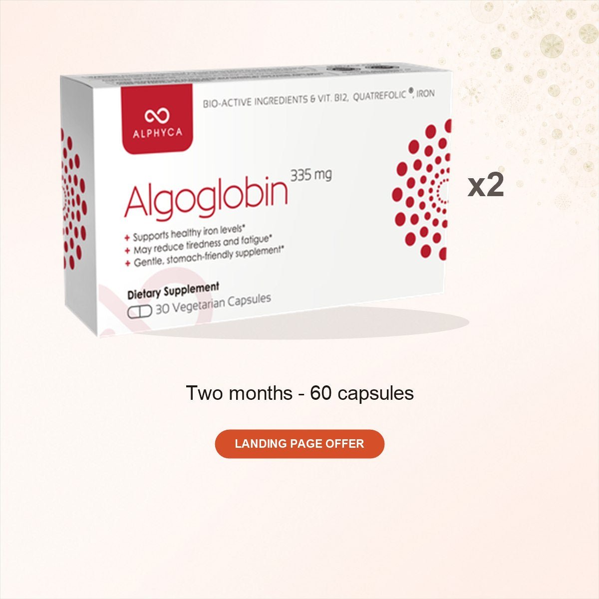 Two packs of ALGOGLOBIN Alphyca for a two-month supply